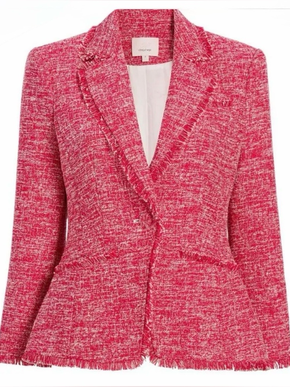 CINQ a SEPT Tweed Single Frayed Breast Blazer - Size 2